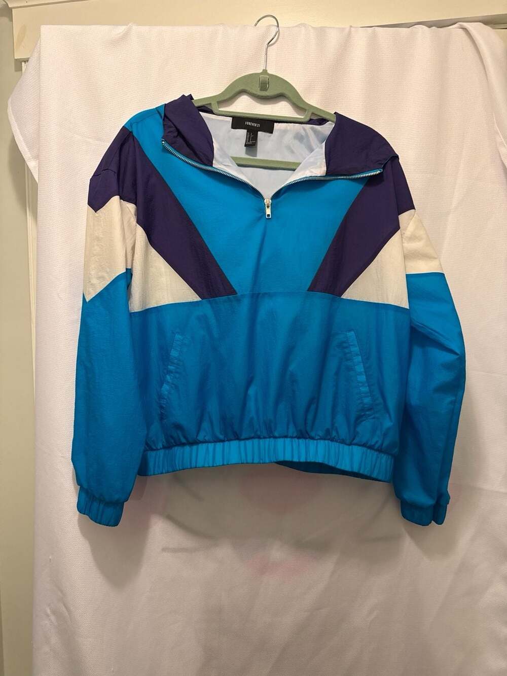 Forever 21 Retro Colorblock Half-Zip Windbreaker Jacket